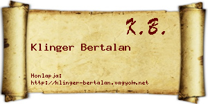 Klinger Bertalan névjegykártya